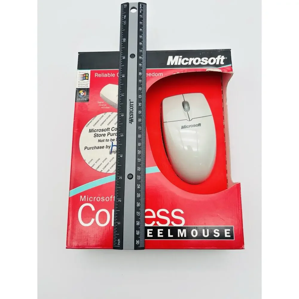 New Vintage Microsoft Cordless Wheel Mouse Wireless Retro. Sealed.
